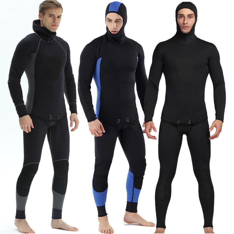 腾飞泳衣专营店的优惠券大全—3mm分体潜水服加厚连帽潜水衣男防寒