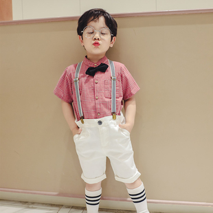 夏季男宝宝帅气短袖男童洋气潮衬衫