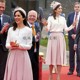 高级定制凯特玛丽王妃同款白色重磅真丝衬衫+粉色半裙赫本套装春