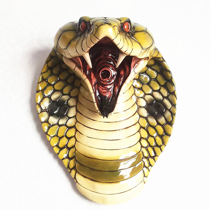 (今日9.5折)包邮仿真树脂蛇头壁饰壁挂美式家居玄关ktv酒店动物装饰酒