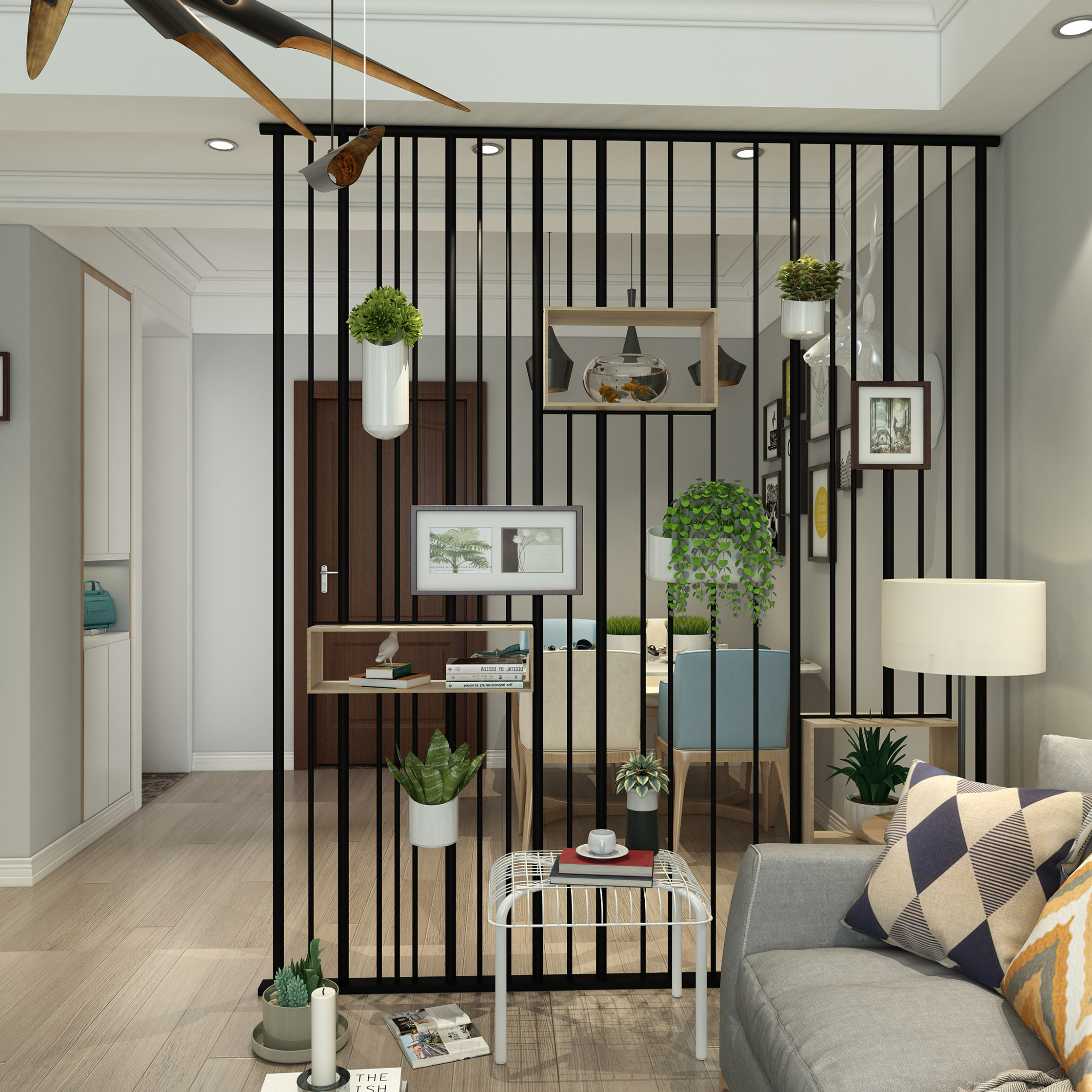 铁艺隔断屏风办公室客厅酒吧餐厅工业风创意装饰镂空北欧隔断墙