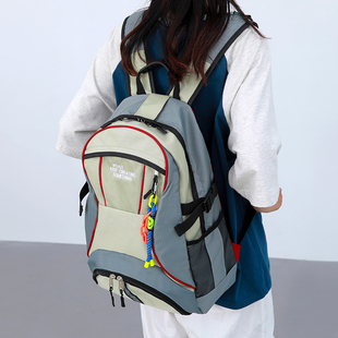 小众设计感背包男美式复古拼色双肩包大容量大学生书包运动旅行包