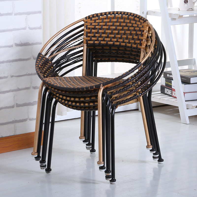 藤椅休闲家用靠背椅子室内阳台凳子塑料编织成人椅户外庭院单人椅