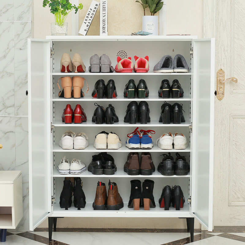 钢制鞋柜门厅阳台楼道童鞋女鞋厨房客厅储物收纳柜白色超薄鞋柜