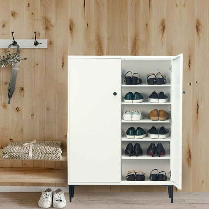 鞋柜女鞋多功能阳台门外口客厅玄关美式收纳防尘多层鞋柜白色超薄