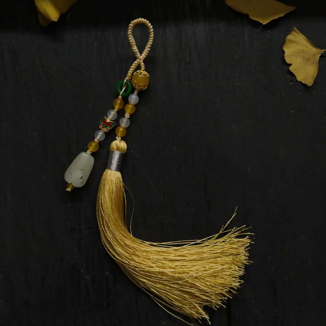 原创中国风旗袍压襟古典镂空配饰珠宝长款流苏胸针挂件佛语