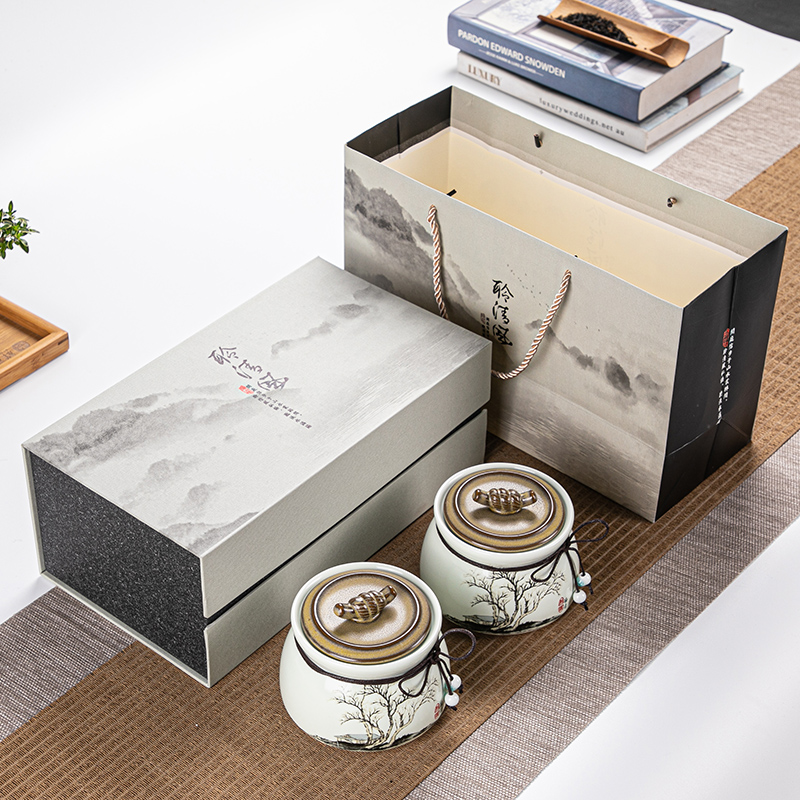 陶瓷茶叶罐包装盒空礼盒装礼品盒通用订制白茶红茶碧螺春龙井绿茶