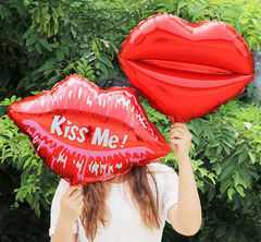 红嘴唇气球Kiss大嘴巴表白铝膜气球情人节结婚庆典晚会布置气球
