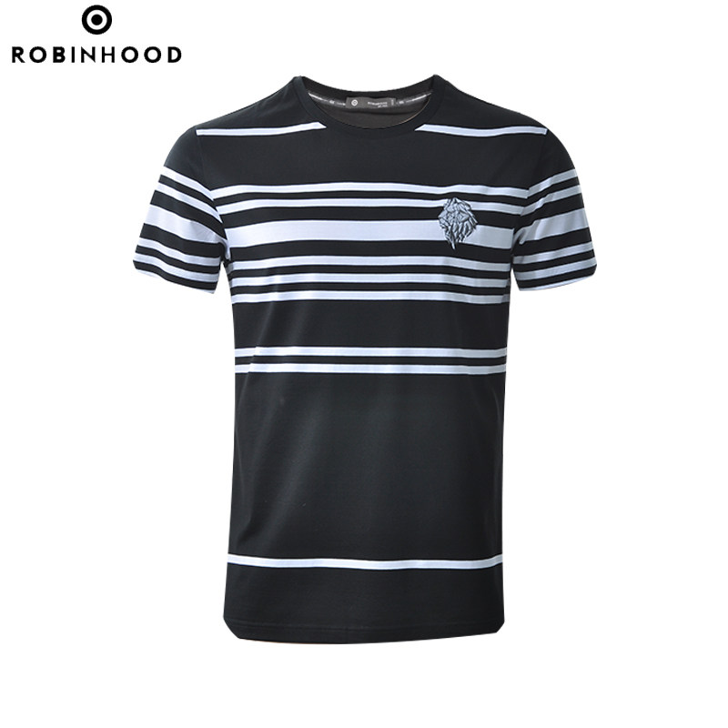 罗宾汉男装robinhood夏装条纹狮子短袖t恤|1618512g