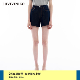 IIIVIVINIKO2024夏季新款复古廓型休闲牛仔短裤子女M421802207D