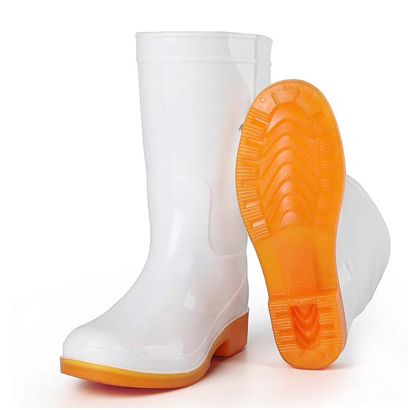 澳特踏雨食品卫生中筒雨鞋男女士612白色PVC劳保雨靴工作防水鞋