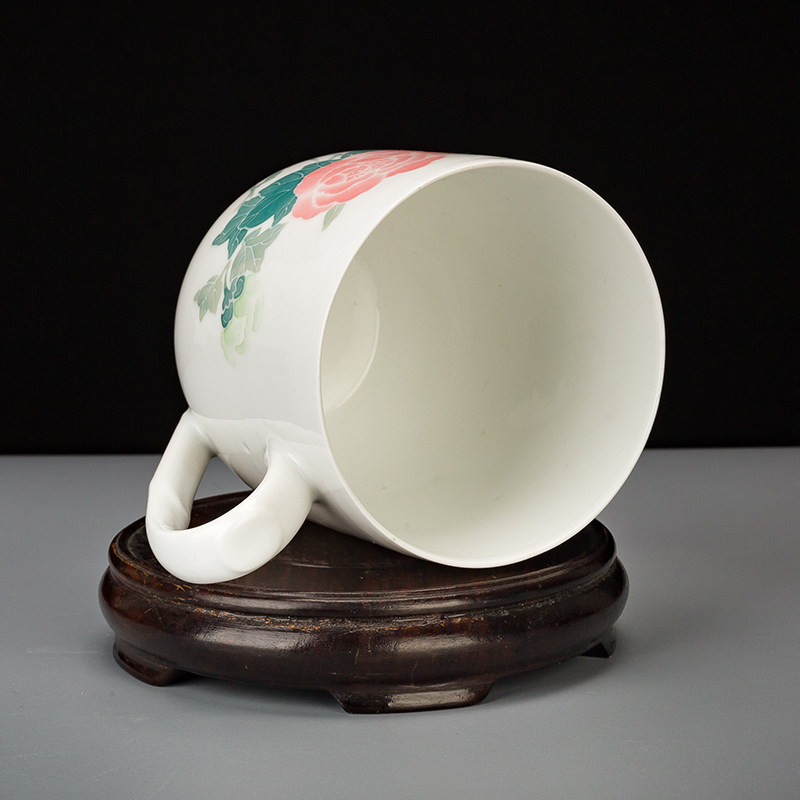 精美官窑 系90年代省厅用瓷 纯洪江大球泥藏品 大号芙蓉花杯