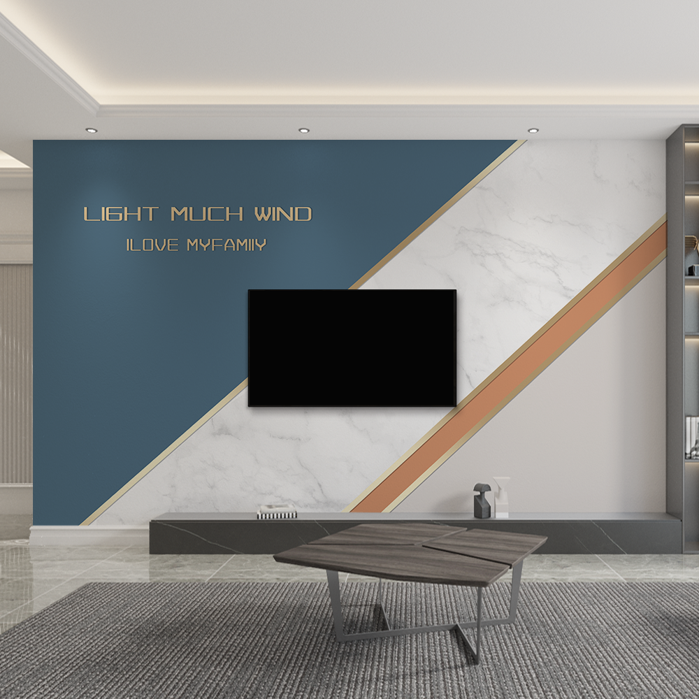 北欧电视背景墙壁纸装饰客厅沙发几何线条轻奢风影视墙布拼色壁画