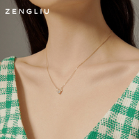 ZENGLIU小鹿角吊坠项链女轻奢小众闺蜜925纯银锁骨链颈链生日礼物