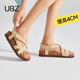 UBZ 厚底罗马凉鞋女外穿2024年夏季新款增高平底交叉百搭沙滩鞋子