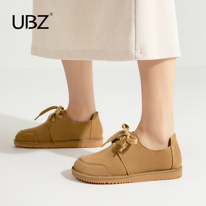 UBZ 防水真皮加绒复古平底丑萌鞋2022年春季新款豆豆鞋系带单鞋女|ruв категории Женская обувь, низкий чистка - от Buy2taobao.com для оказания профессиональной услуги покупки агента Taobao