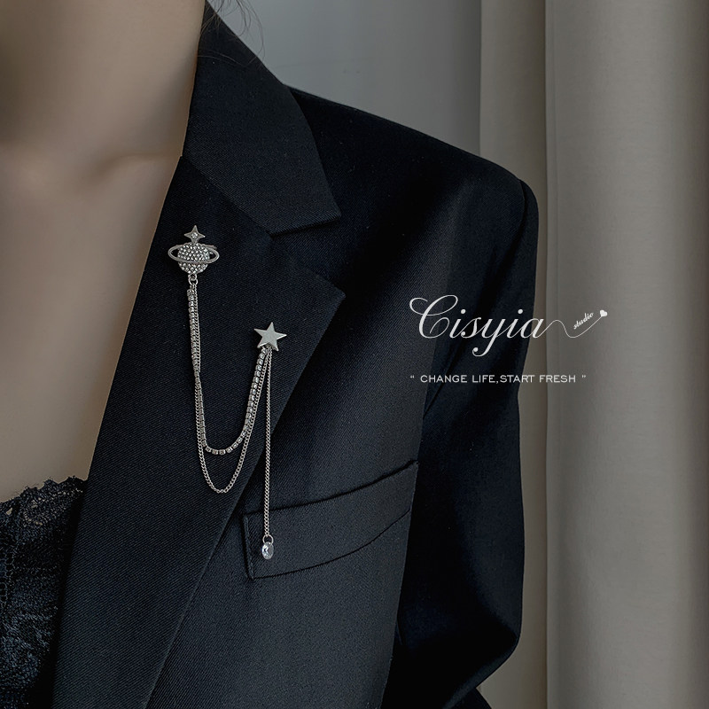 满钻流苏星球西装胸针高档女奢华西装配饰ins潮个性别针扣气质
