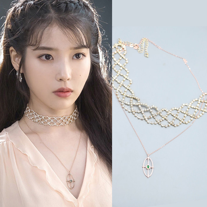 制作人iu同款_德鲁纳酒店iu同款项链张满月李智恩choker短款满钻奢华