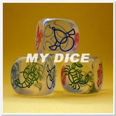 【MY DICE】14#16#18#全透明鱼虾蟹骰子葫芦鸡铜钱 现雕骰子