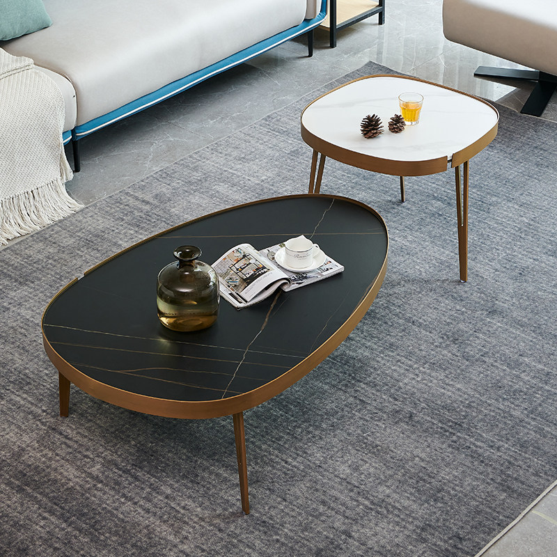 歌伦达 意式轻奢 岩板茶几 大小圆组合 创意造型艺术茶几客厅家用
