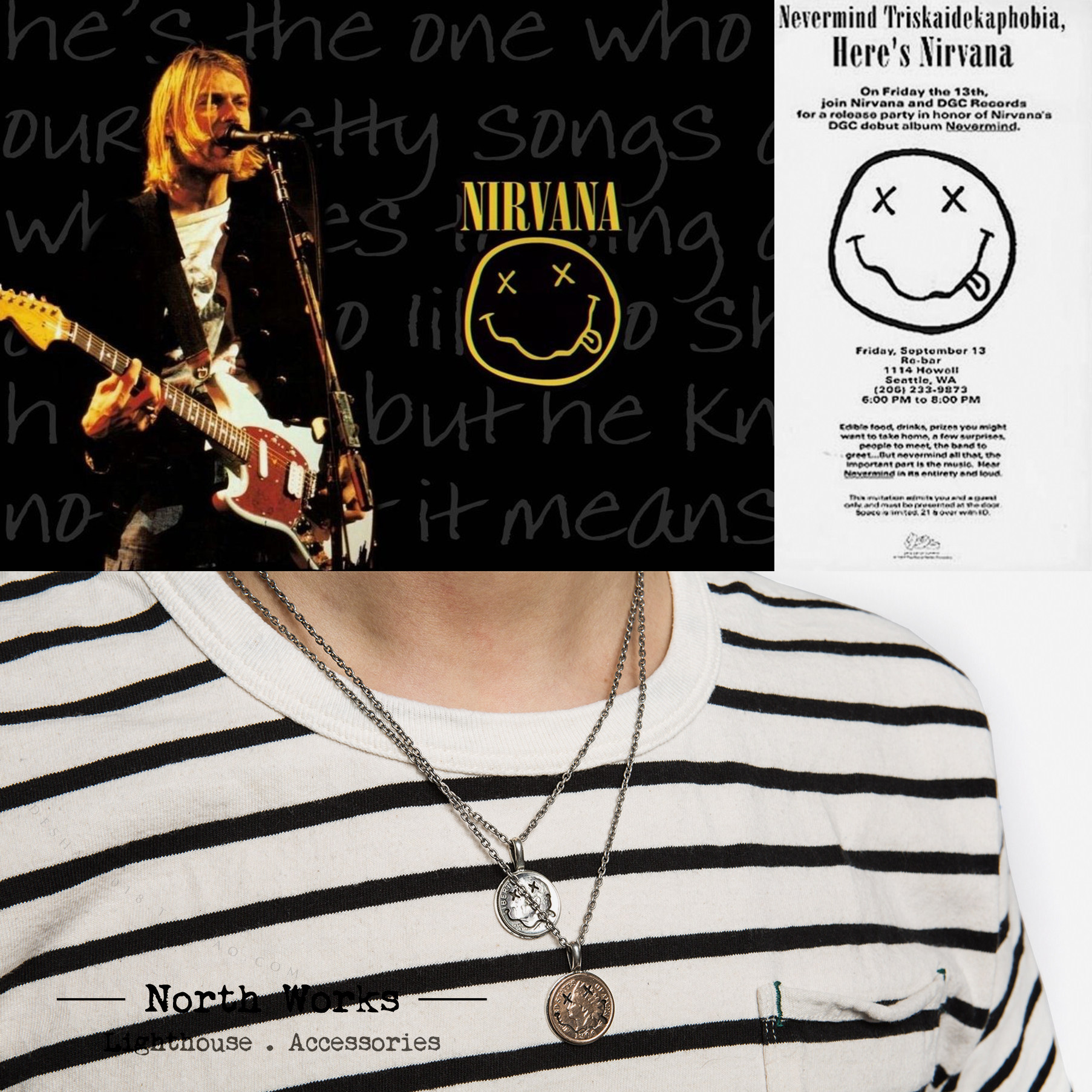 补到 northworks 日制银币改制 涅槃笑脸项链 nirvana表情 n-603