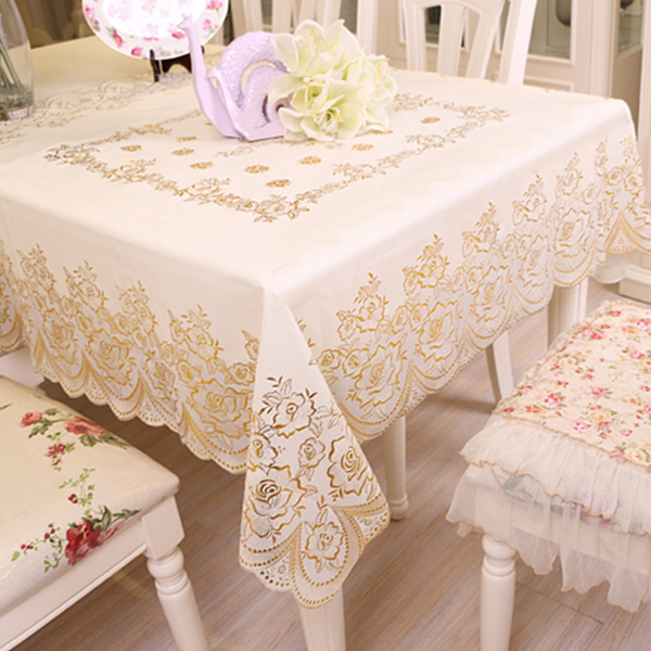 桌布正方形防水防油防烫免洗 PVC餐桌布麻将盖布家用蕾丝四方台布