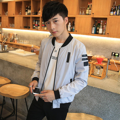男士外套拉链袋秋季青年韩版修身夹克青少年日系薄款衣服男装潮