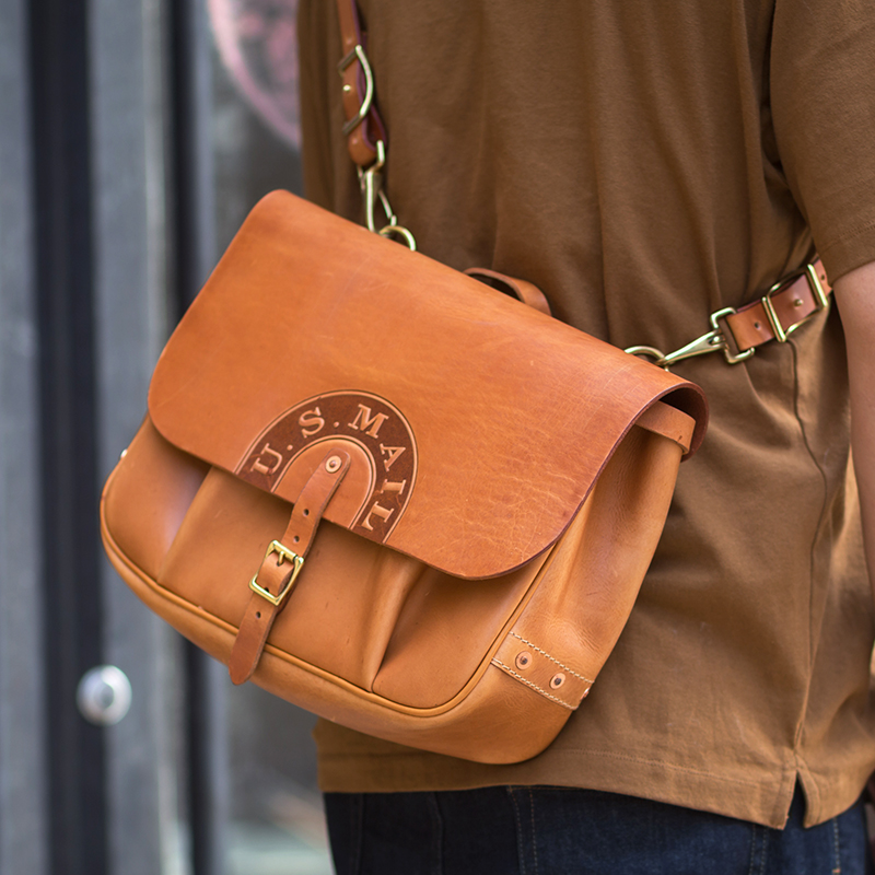 usmailbag美式复古邮差包重磅超厚实意大利植鞣革斜跨包