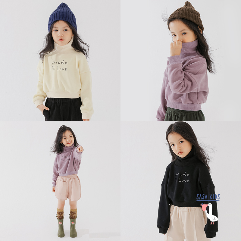 SASAKIDS customized made in love pure cotton series High collar Solid Versatile Plush Jacquard weave Sweaterin the Children/Baby/Family fitted , Sweater/Fleece  category - from Buy2taobao.com to provide professional Taobao agent buy service