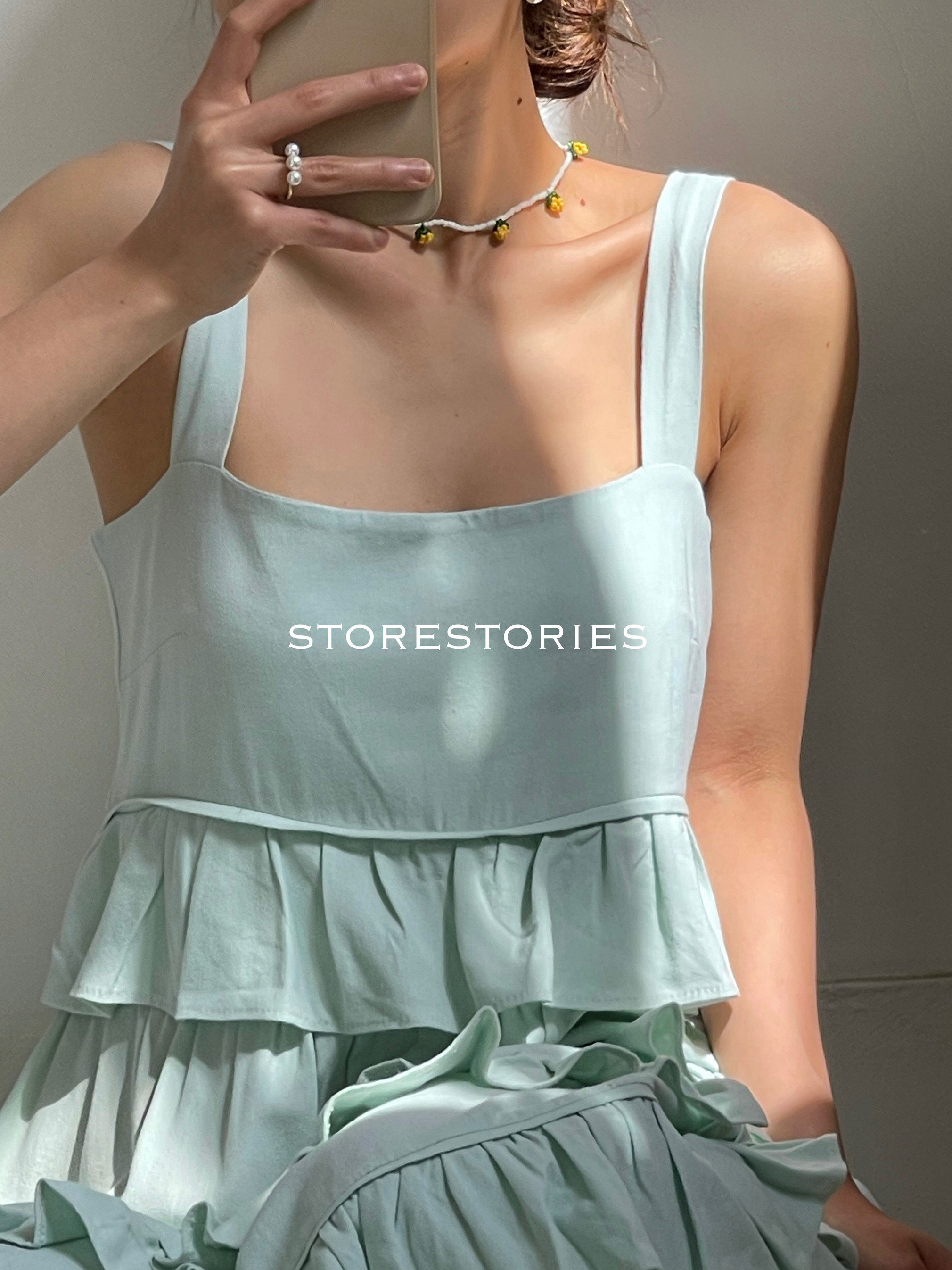 【季末6折】官方授权 tach filippa 棉麻 复古方领 吊带 连衣裙