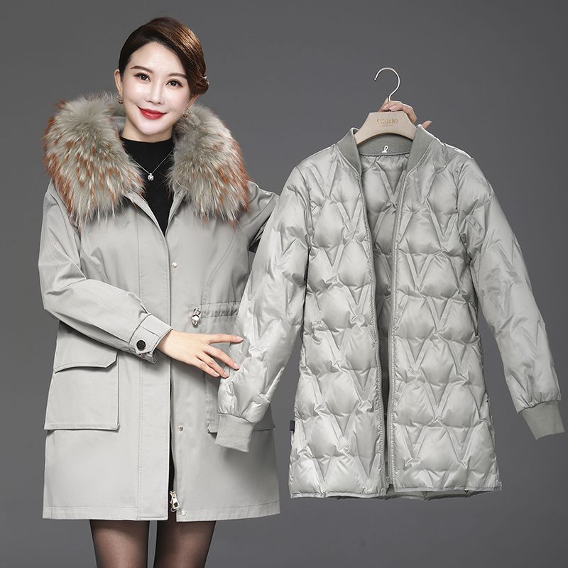 可脱卸内胆羽绒服女