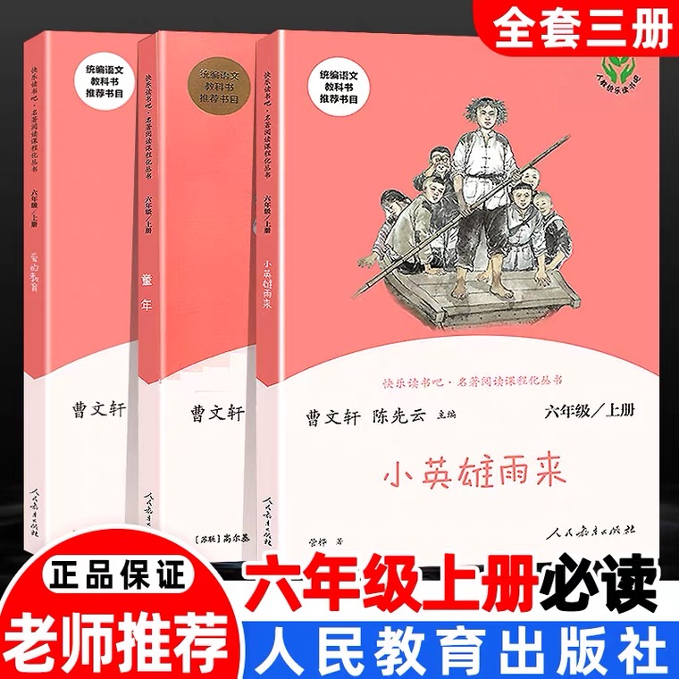 快乐读书吧六年级上册课外书书目全套爱的教育童年小英雄雨来管桦正版原著人教版6引读者文学高尔基曹文轩人民教育出版社