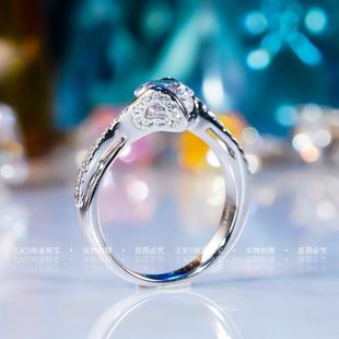PT950铂金情侣对戒18k白金钻戒指男女一对求婚结婚送女友生日礼物