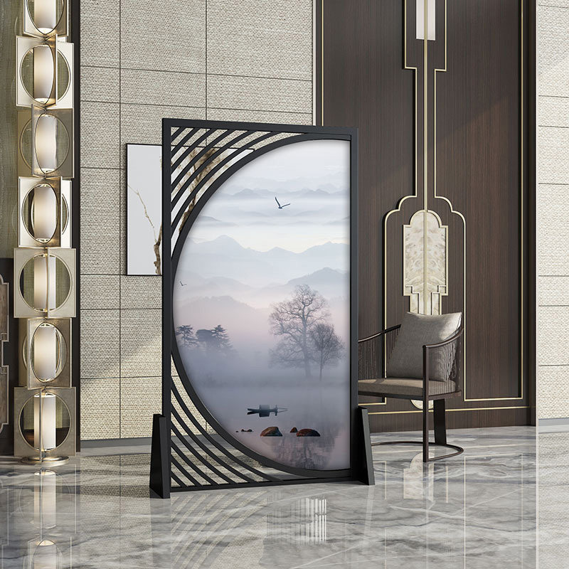 最新实木屏风简约中式座屏半圆可移动玄关酒店商用隔断