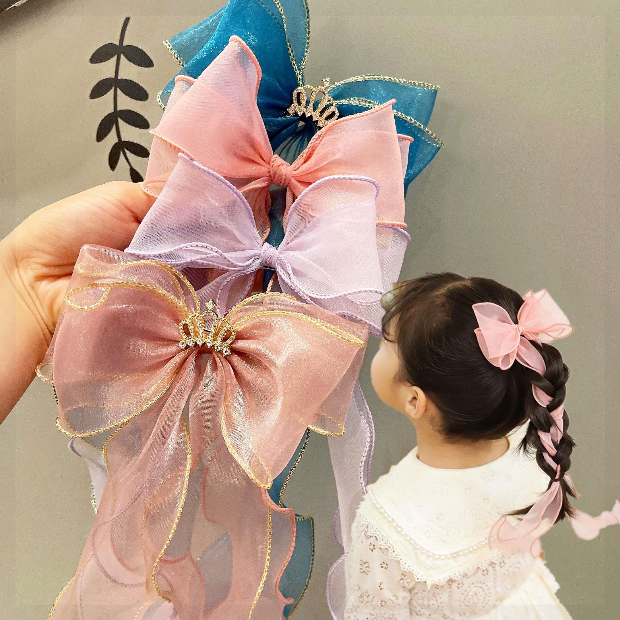 儿童发饰夹子韩国公主宝宝超仙大蝴蝶结纱发夹小女孩发卡女童头饰