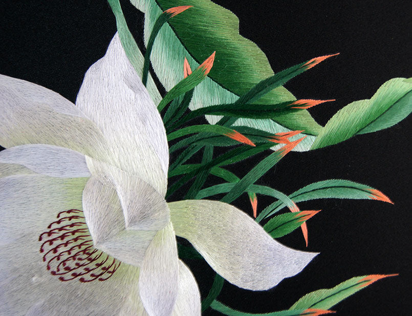 苏绣单面绣 《昙花》