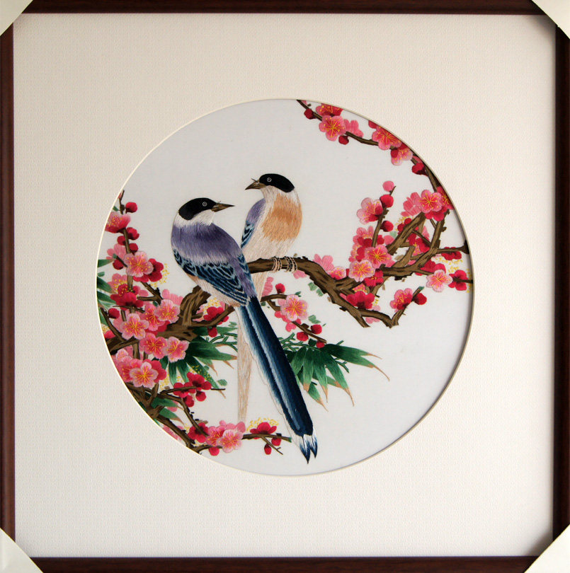 苏绣单面绣 《喜上梅梢》