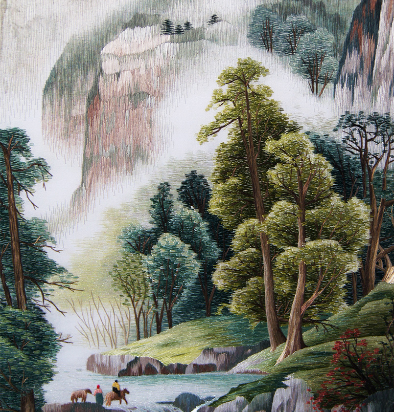 苏绣单面绣 姚叶《山水三件套》