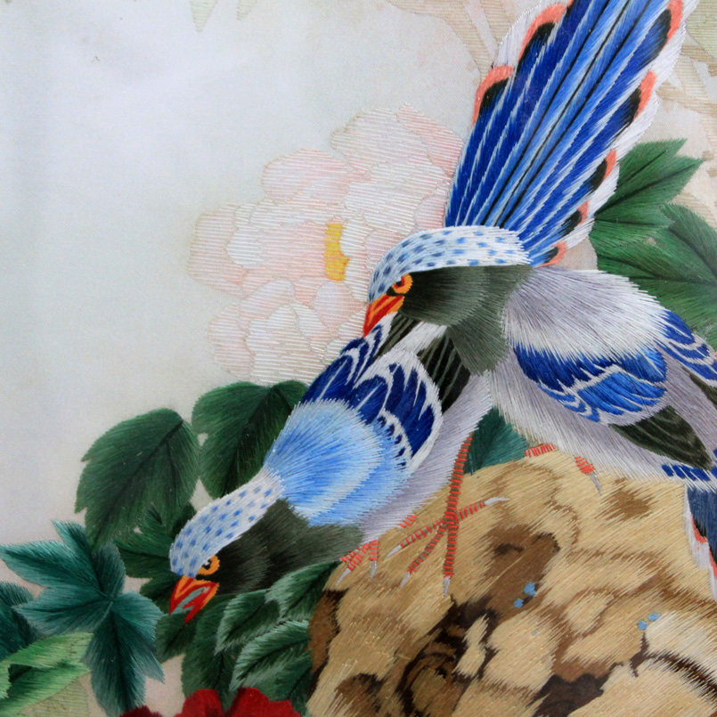 苏绣单面绣 姚叶作品《花鸟四条屏》