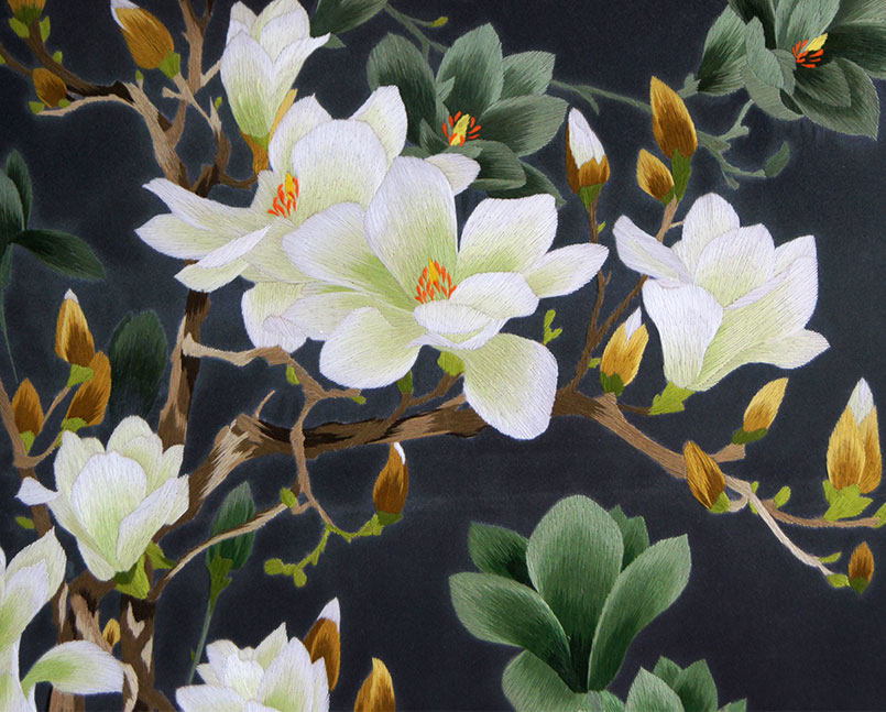 苏绣单面绣 《夜玉兰》