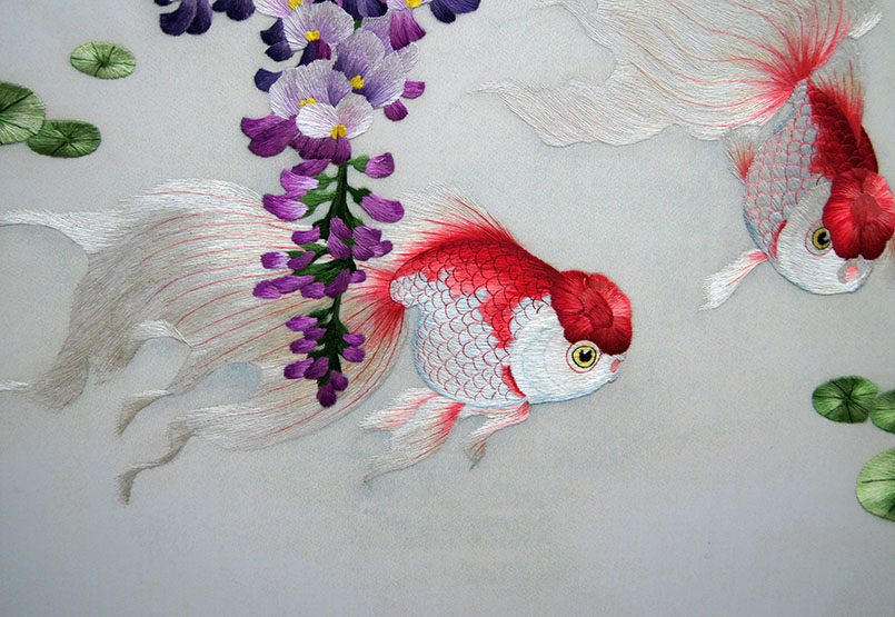 苏绣单面绣 姚叶工作室《富贵鱼》