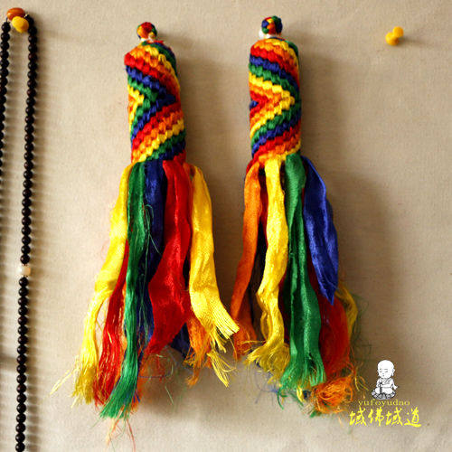 西藏手工五彩哈达金刚藏式挂饰车挂安结大号藏族哈达