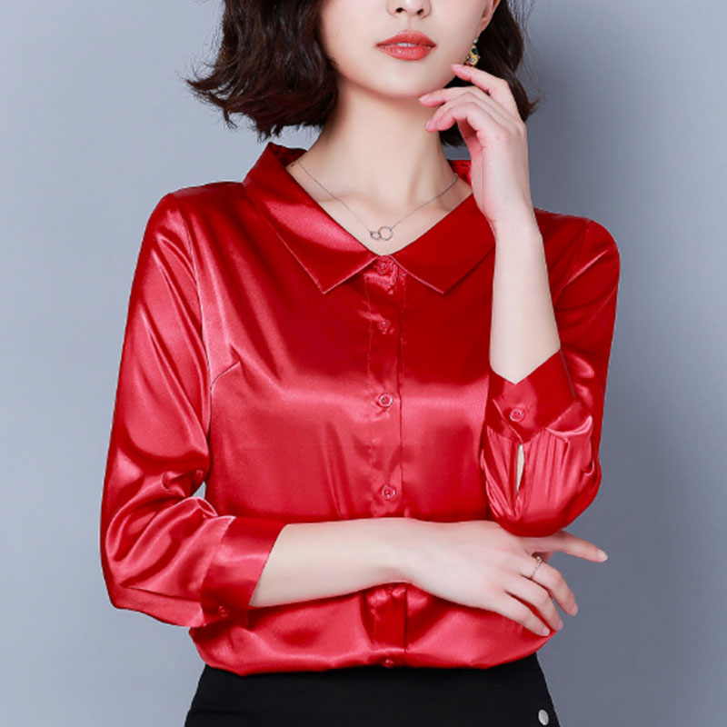 Satin shirt Three Quarter Sleeve Versatile Korean Edition jacket 2019 Spring new pattern Self cultivation Show thin Business Suits shirtin the Women's clothing/Boutique , Shirt category - from Buy2taobao.com to provide professional Taobao agent buy service