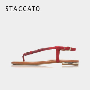 ferragamo女鞋平底圖片 STACCATO 思加圖夏季新款時尚水鉆平底女涼鞋舒適女鞋9JH04BL6 ferragamo女鞋