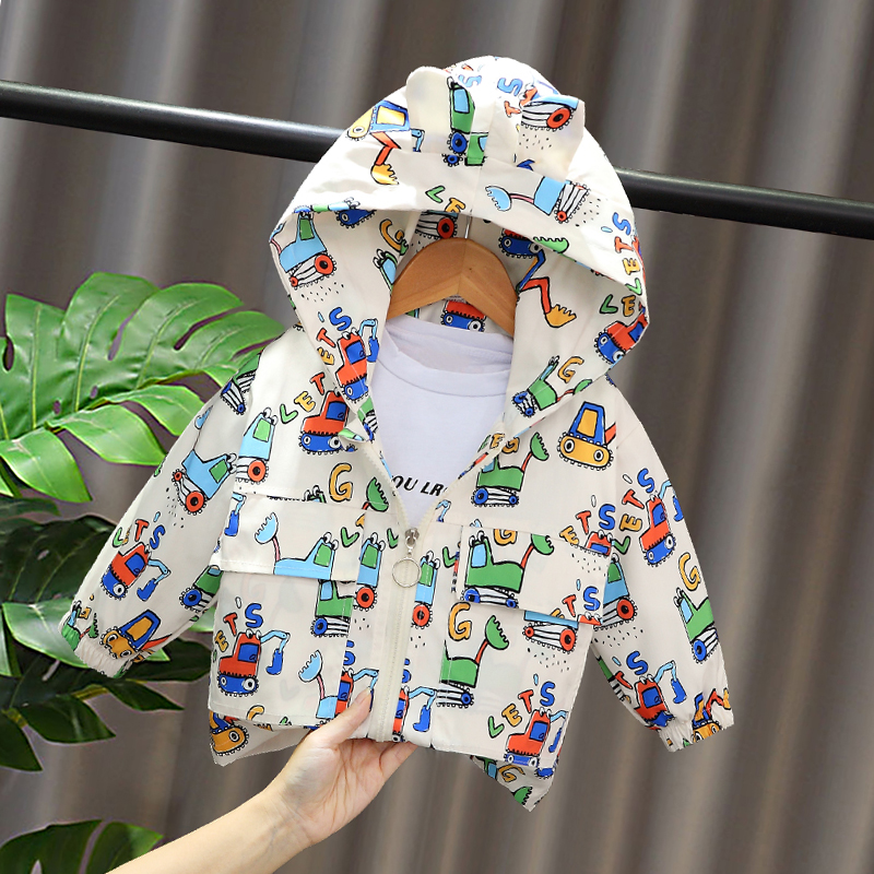 男女童薄款外套春秋2021婴儿童洋气风衣小童连帽上衣宝宝韩版夹克