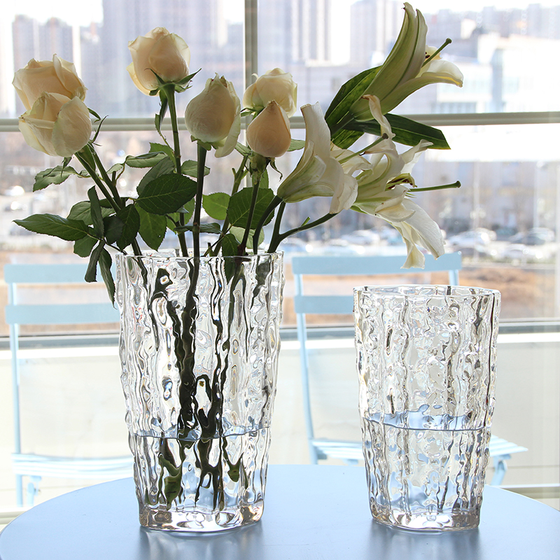 北欧玻璃花瓶透明创意客厅插花玫瑰百