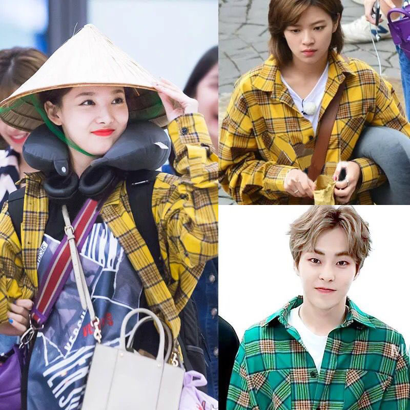 热销防弹少年团同款外套_防弹少年团exo俞定延朴智旻明星同款格子衬衫