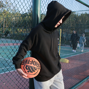 美式篮球卫衣男连帽春秋季长袖训练套头运动休闲宽松灰色上衣外套