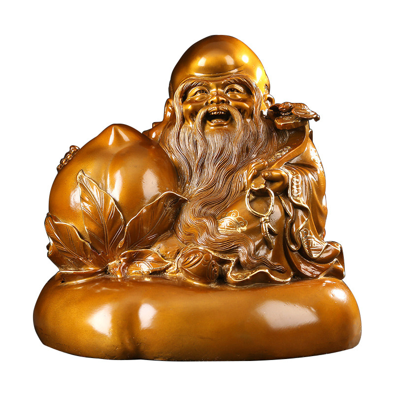 铜之韵 纯铜老寿星寿仙长寿送礼送老人祝寿 书房客厅家具摆件寿桃