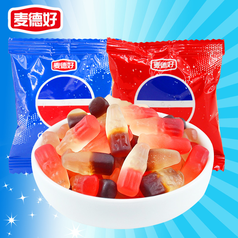 麦德好可乐味橡皮糖q糖可乐瓶雪碧汽水q软糖散装儿童创意糖果零食